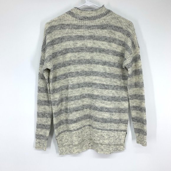 American Eagle Outfitters Sweaters - American Eagle Sweater Gray Beige Stripe Long Sleeve Knit Mock Neck